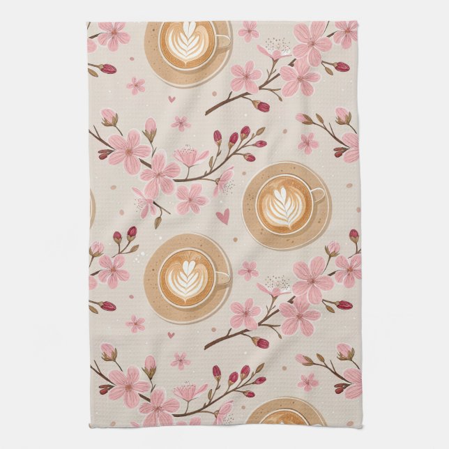 Cherry Blossom Coffee Cosy Pattern (7) Tea Towel (Vertical)