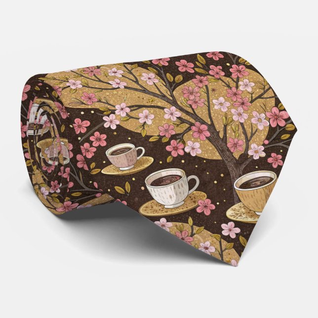 Cherry Blossom Coffee Cosy Pattern (8) Tie (Rolled)