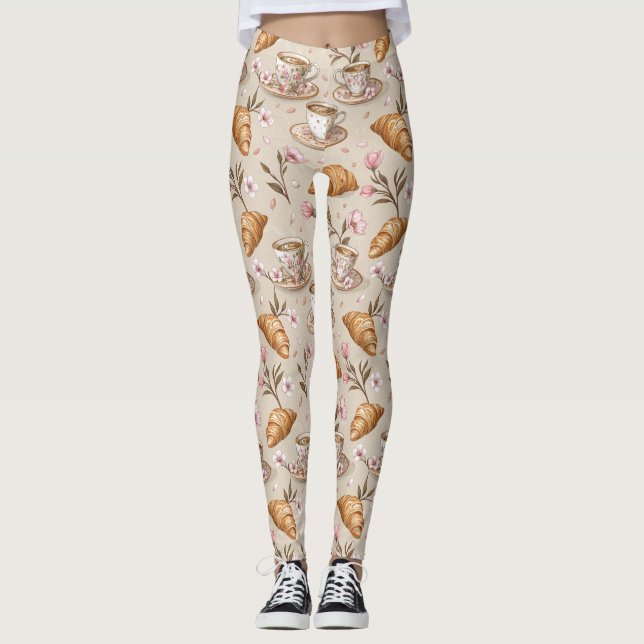 Cherry Blossom Coffee Cosy Pattern (9) Leggings (Front)