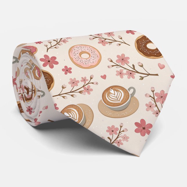 Cherry Blossom Coffee Cozy Pattern (3) Tie (Rolled)