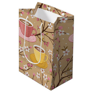 Cherry Blossom Coffee Cozy Pattern (4) Medium Gift Bag