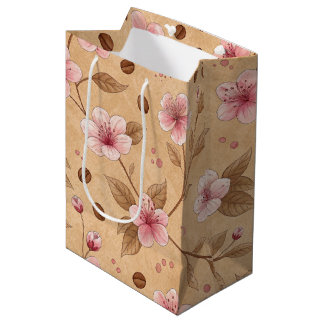 Cherry Blossom Coffee Cozy Pattern (5) Medium Gift Bag