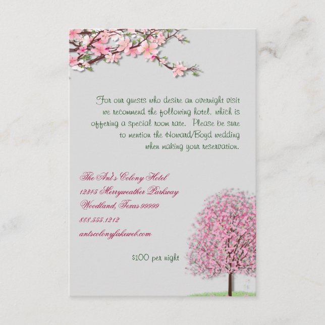 Cherry Blossom Custom  Accommodations Card (Front)