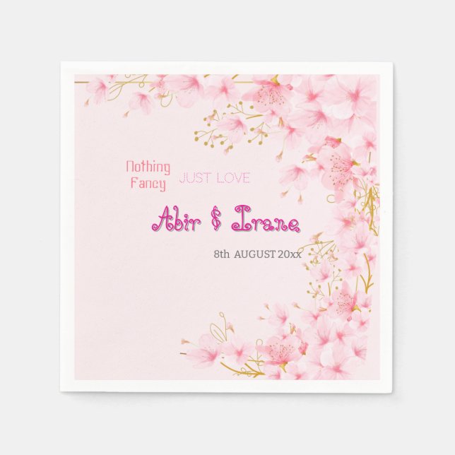 Cherry Blossom Custom Pink Personalised Elegant  Napkin (Front)