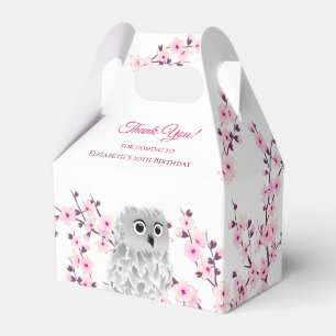 Cherry Blossom Cute Owl   Custom Kids Birthday Favour Box