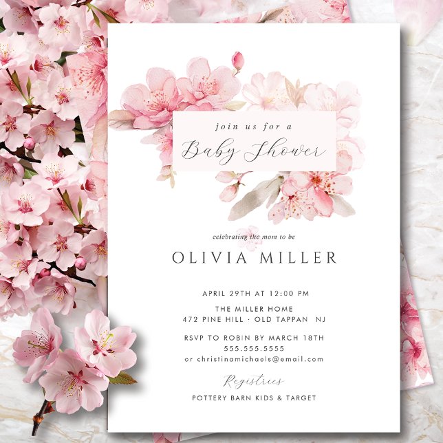 Cherry Blossom Delight Baby Shower Invitation (Creator Uploaded)