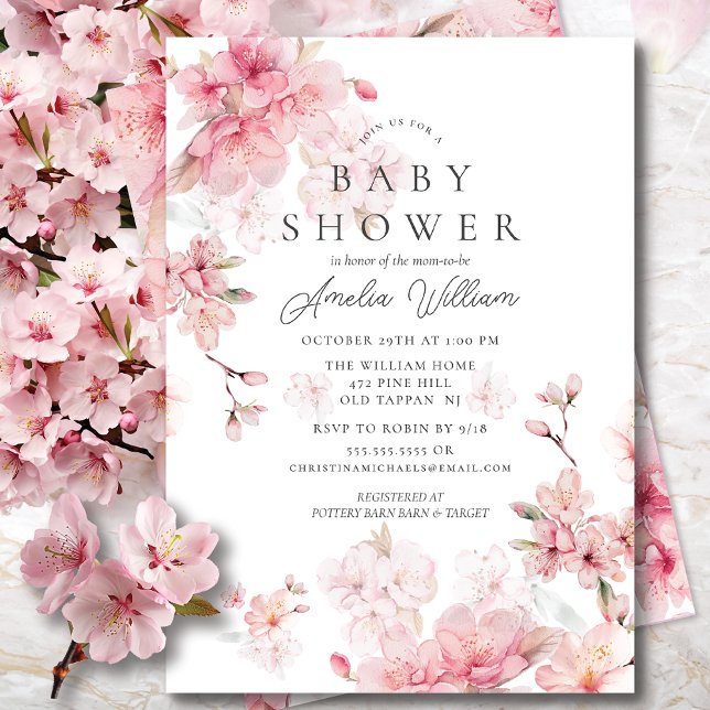 Cherry Blossom Delight Baby Shower Invitation (Creator Uploaded)