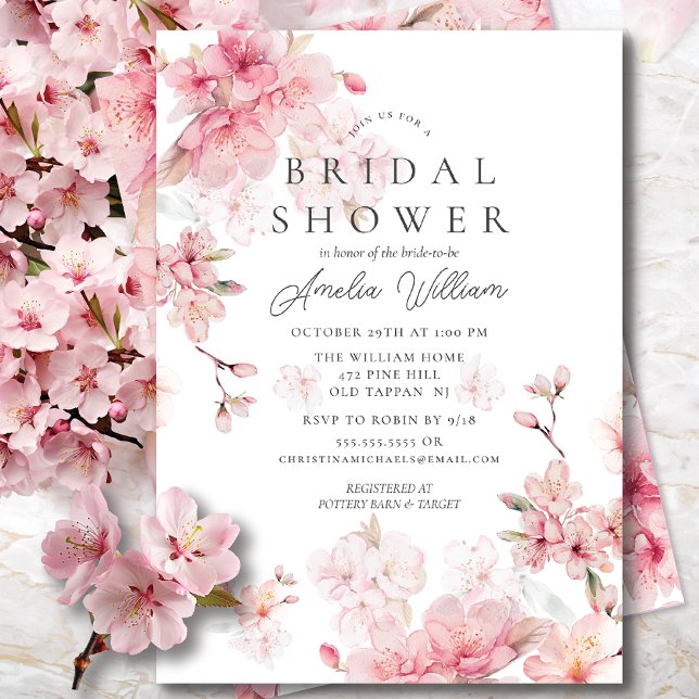 Cherry Blossom Delight Bridal Shower Invitation (Creator Uploaded)