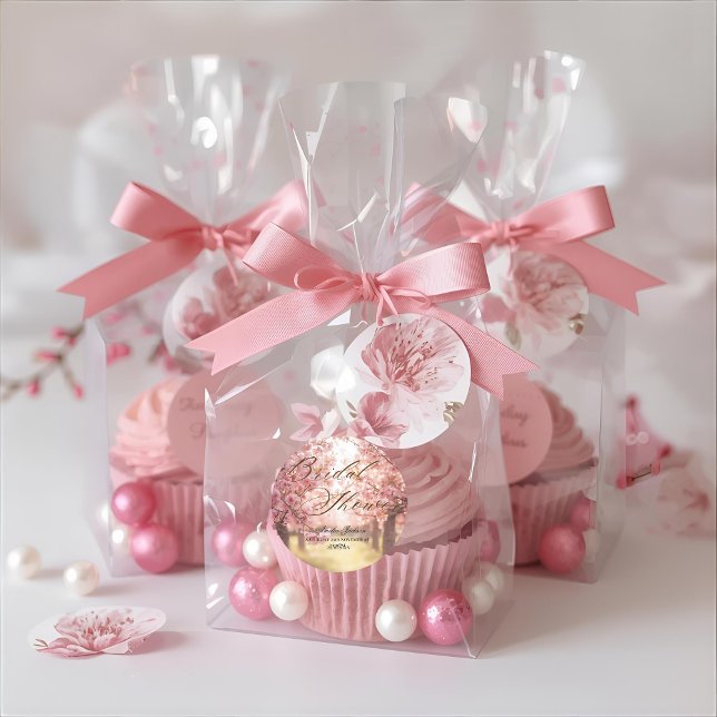 Cherry Blossom Delight Bridal Shower Invitation Classic Round Sticker (Creator Uploaded)