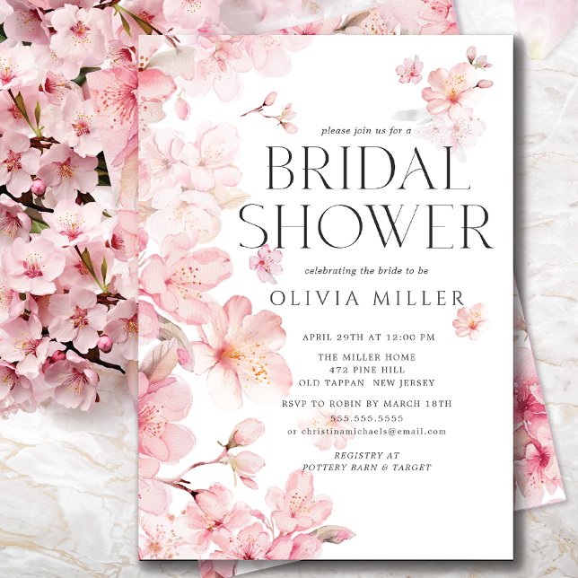 Cherry Blossom Delight Bridal Shower Invitations  (Creator Uploaded)