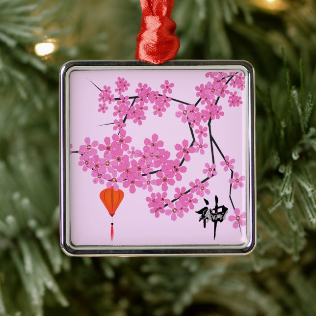 Cherry Blossom Design - Square Ceramic ornament (Tree)
