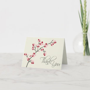 Cherry Blossom Designer Thank You Card 2 (red)