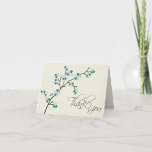 Cherry Blossom Designer Thank You Card 2 (teal)