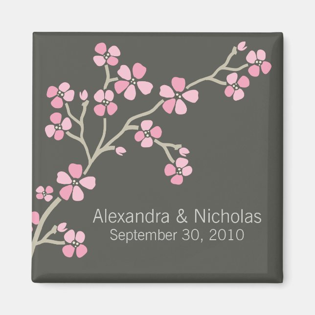 Cherry Blossom Designer Wedding Favour (pink) Magnet (Front)
