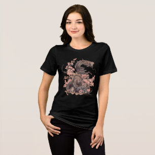 Cherry Blossom Dragon & Temple Art Tri-Blend Shirt
