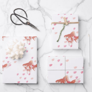 Cherry Blossom Dream: Koi Fish Art Print Wrapping Paper Sheet