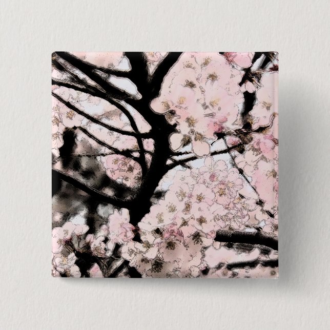 Cherry Blossom Edited 15 Cm Square Badge (Front)