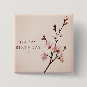 Cherry Blossom Elegance Birthday 15 Cm Square Badge