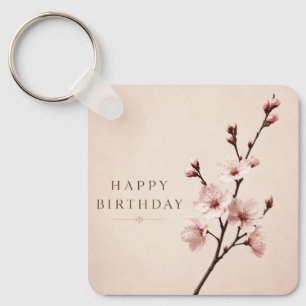 Cherry Blossom Elegance Birthday Key Ring