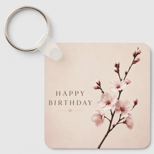 Cherry Blossom Elegance Birthday Key Ring (Front)