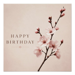 Cherry Blossom Elegance Birthday Poster