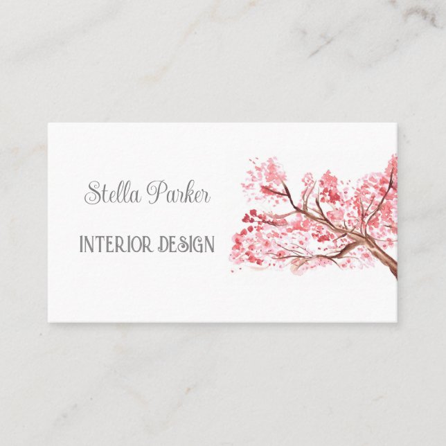 Cherry Blossom Elegant Floral Spring Business Card (Front)