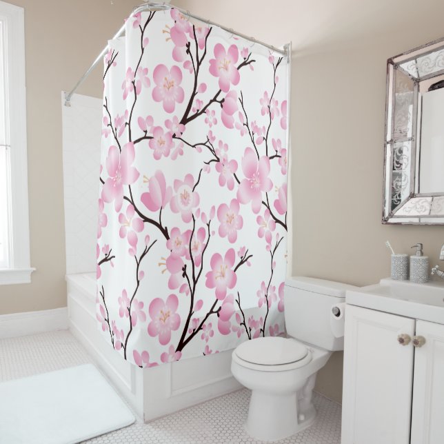 cherry blossom elegant japanese flowers shower curtain (In Situ)
