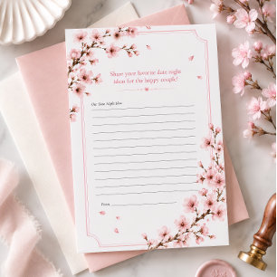 Cherry Blossom Elegant Pink Date Night Ideas Card
