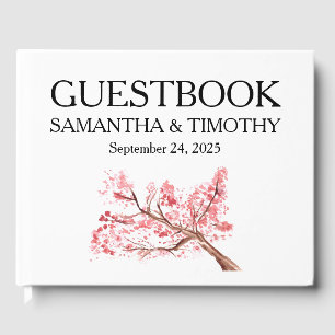 Cherry Blossom Elegant Watercolor Floral Wedding Guest Book