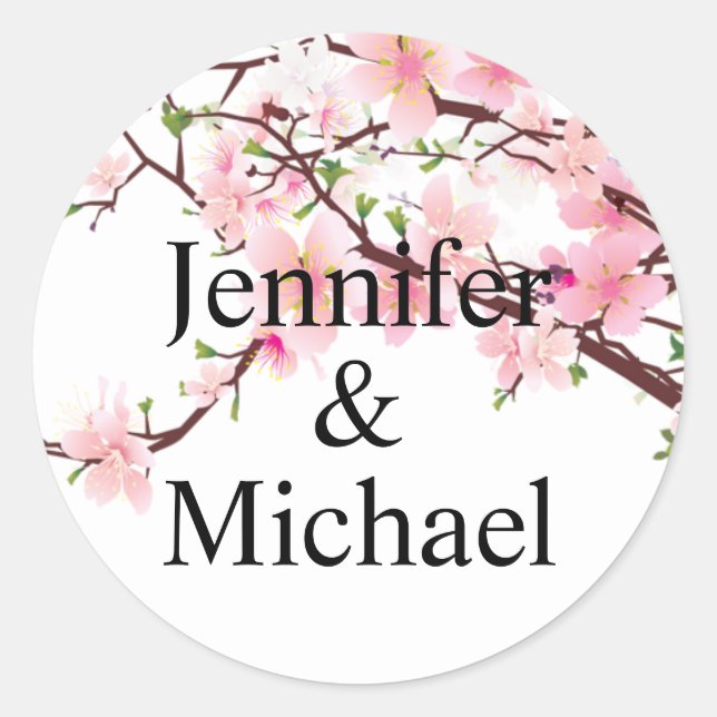 Cherry Blossom Envelope Seal Wedding Invitation (Front)