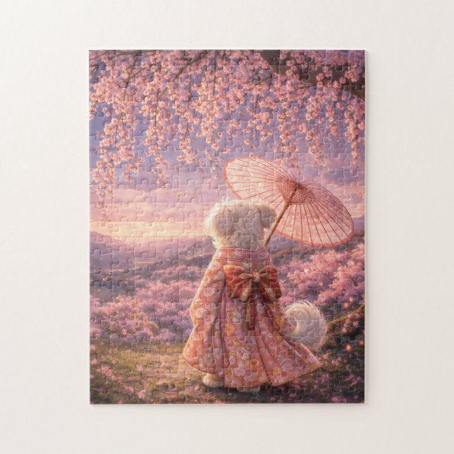 Cherry Blossom Evening – A Quiet Moment in Japan Jigsaw Puzzle (Vertical)