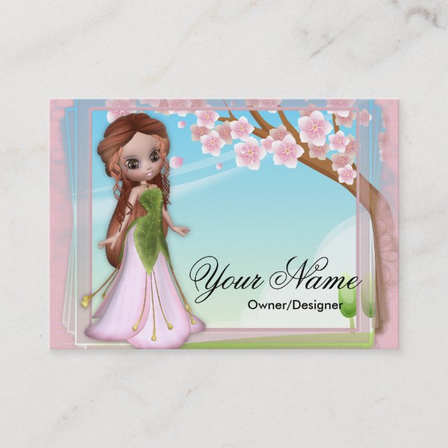 Cherry Blossom Fairy 2 Fantasy Business Cards (Front)
