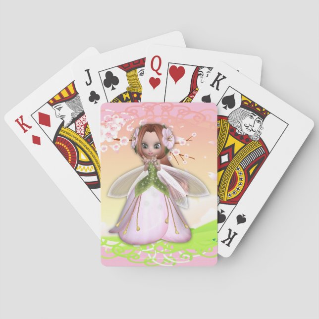 Cherry Blossom Fairy 3 Playing Cards (Back)