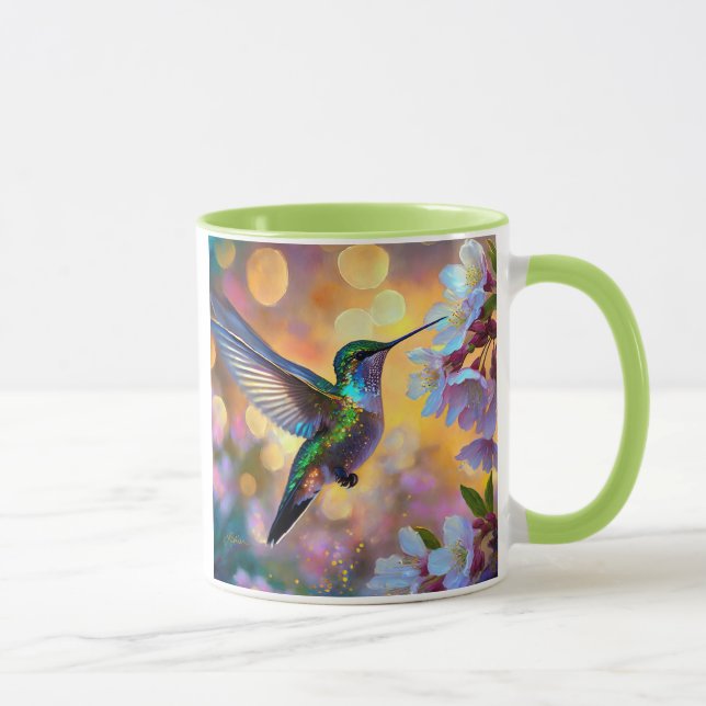 Cherry Blossom Fantasy Hummingbird Mug (Right)