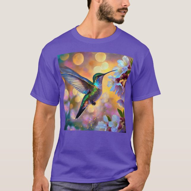 Cherry Blossom Fantasy Hummingbird T-Shirt (Front)