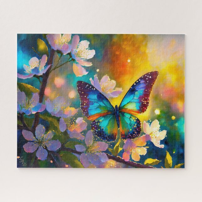 Cherry Blossom Fantasy Sunrise Butterfly Jigsaw Puzzle (Horizontal)