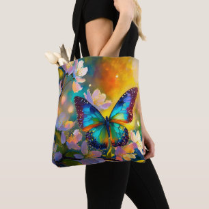 Cherry Blossom Fantasy Sunrise Butterfly Tote Bag