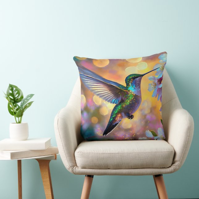 Cherry Blossom Fantasy Sunrise Hummingbird Cushion (Chair)