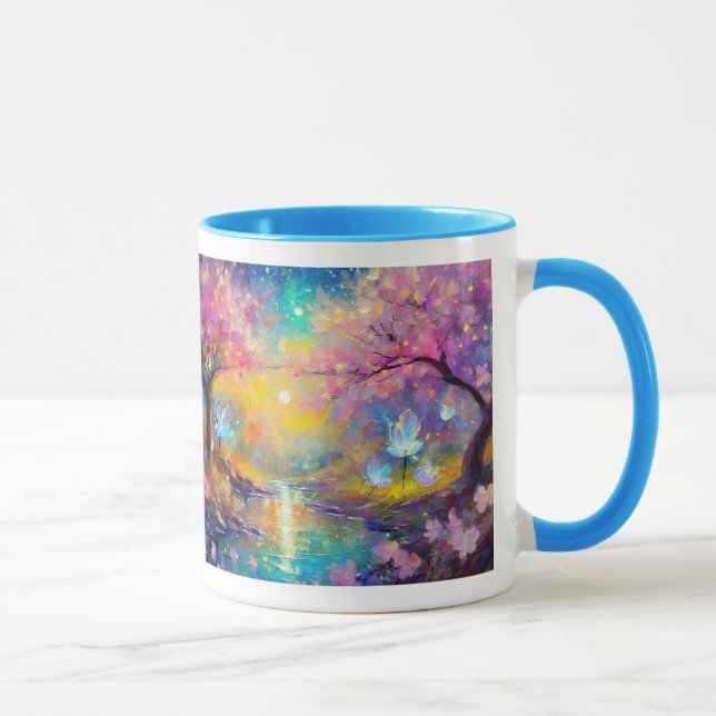 Cherry Blossom Fantasy Sunrise Stream Mug (Right)