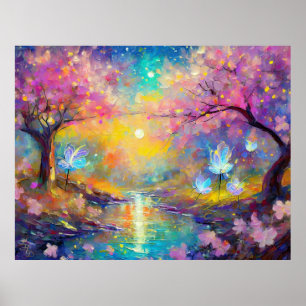 Cherry Blossom Fantasy Sunrise Stream Poster