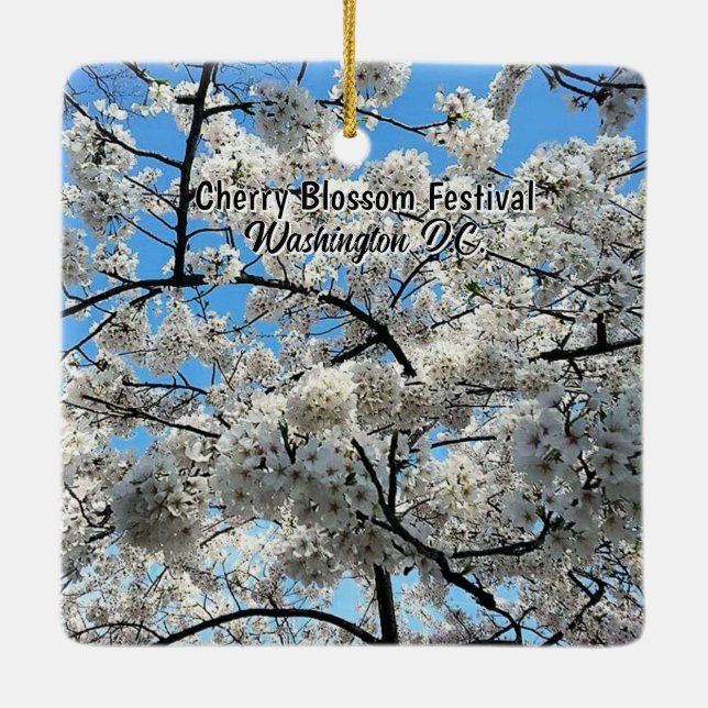 Cherry Blossom Festival Washington D.C. Souvenir Ceramic Ornament (Back)