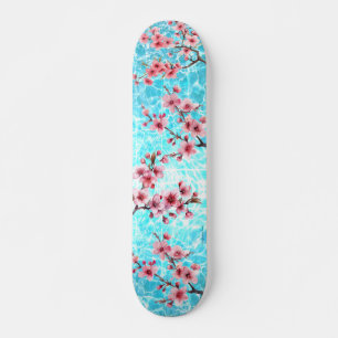 Cherry Blossom Floating on the Ocean Skateboard