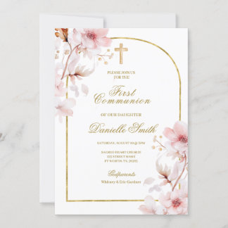 Cherry blossom Floral Baptism Invitation