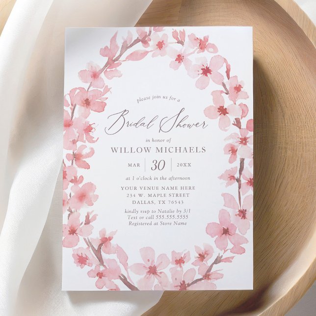 Cherry Blossom Floral Bridal Shower Invitation (Creator Uploaded)