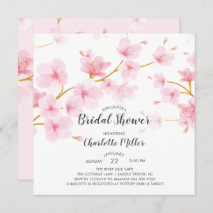 Cherry Blossom Floral Bridal Shower Invitation