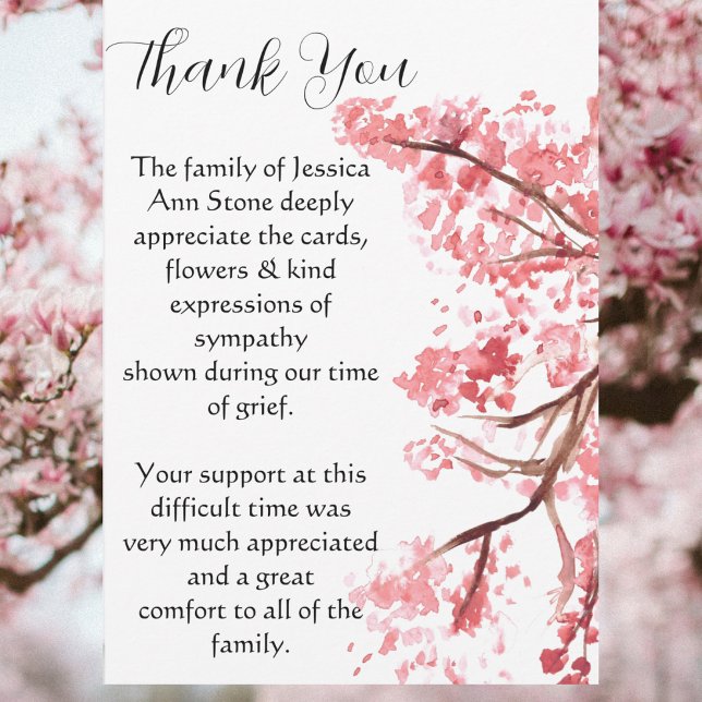 Cherry Blossom Floral Funeral Death Thank you  Invitation (Creator Uploaded)