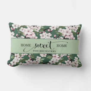 Cherry Blossom Floral Home Sweet Home Lumbar Cushion