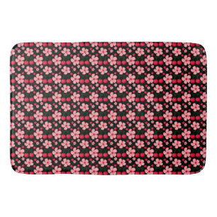 Cherry Blossom Floral Pattern, Pink Flowers Bath Mat
