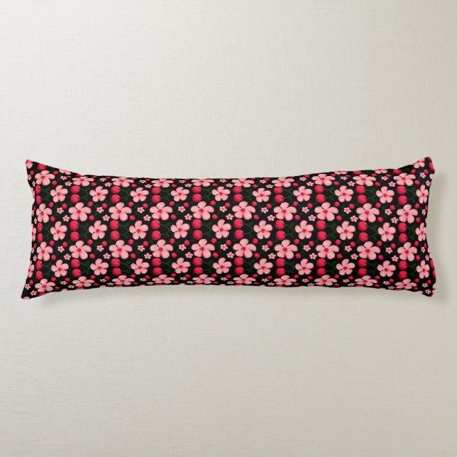 Cherry Blossom Floral Pattern, Pink Flowers  Body Cushion (Front)