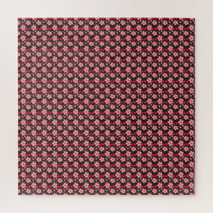 Cherry Blossom Floral Pattern, Pink Flowers Jigsaw Puzzle